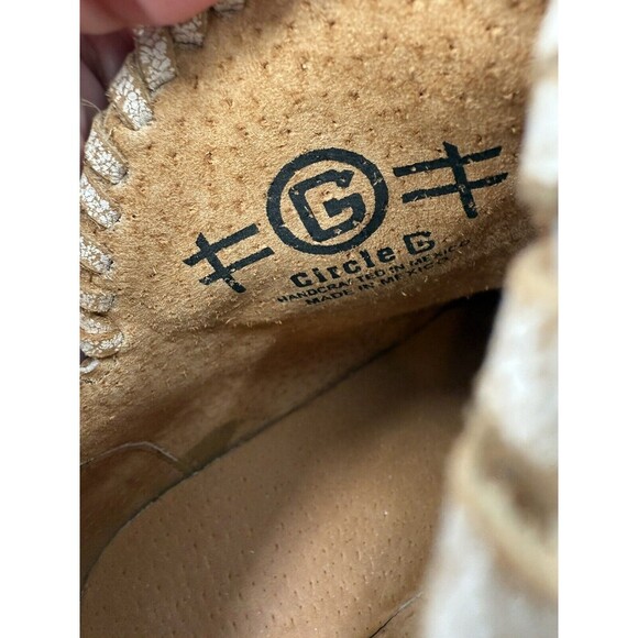 Circle G Women’s White Tan Fringe Booties Ankle Boots Size 8 Excellent UC - Picture 9 of 12